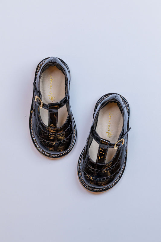 Sapato Infantil Ananás Eloise Couro Preto Verniz