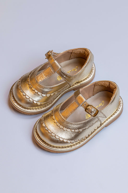 Sapato Infantil Ananás Eloise Couro Ouro