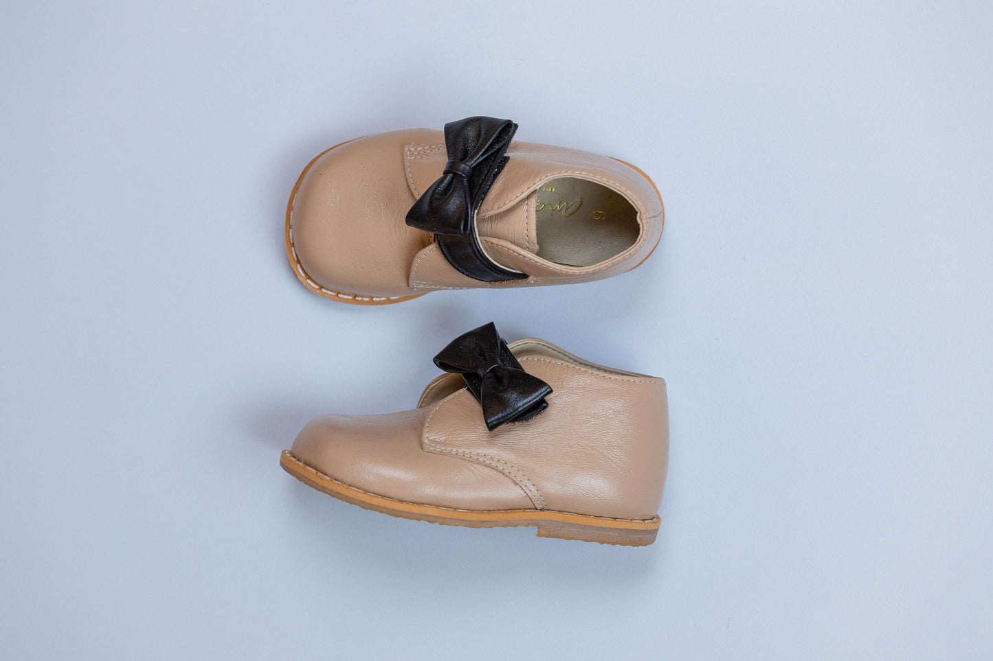 Bota Infantil Ananás Lari Couro Bege com Preto