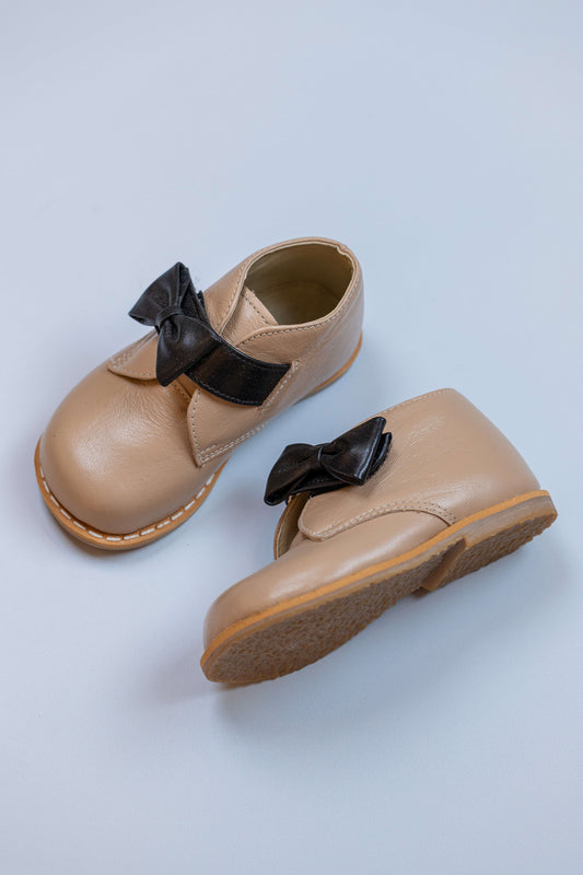 Bota Infantil Ananás Lari Couro Bege com Preto