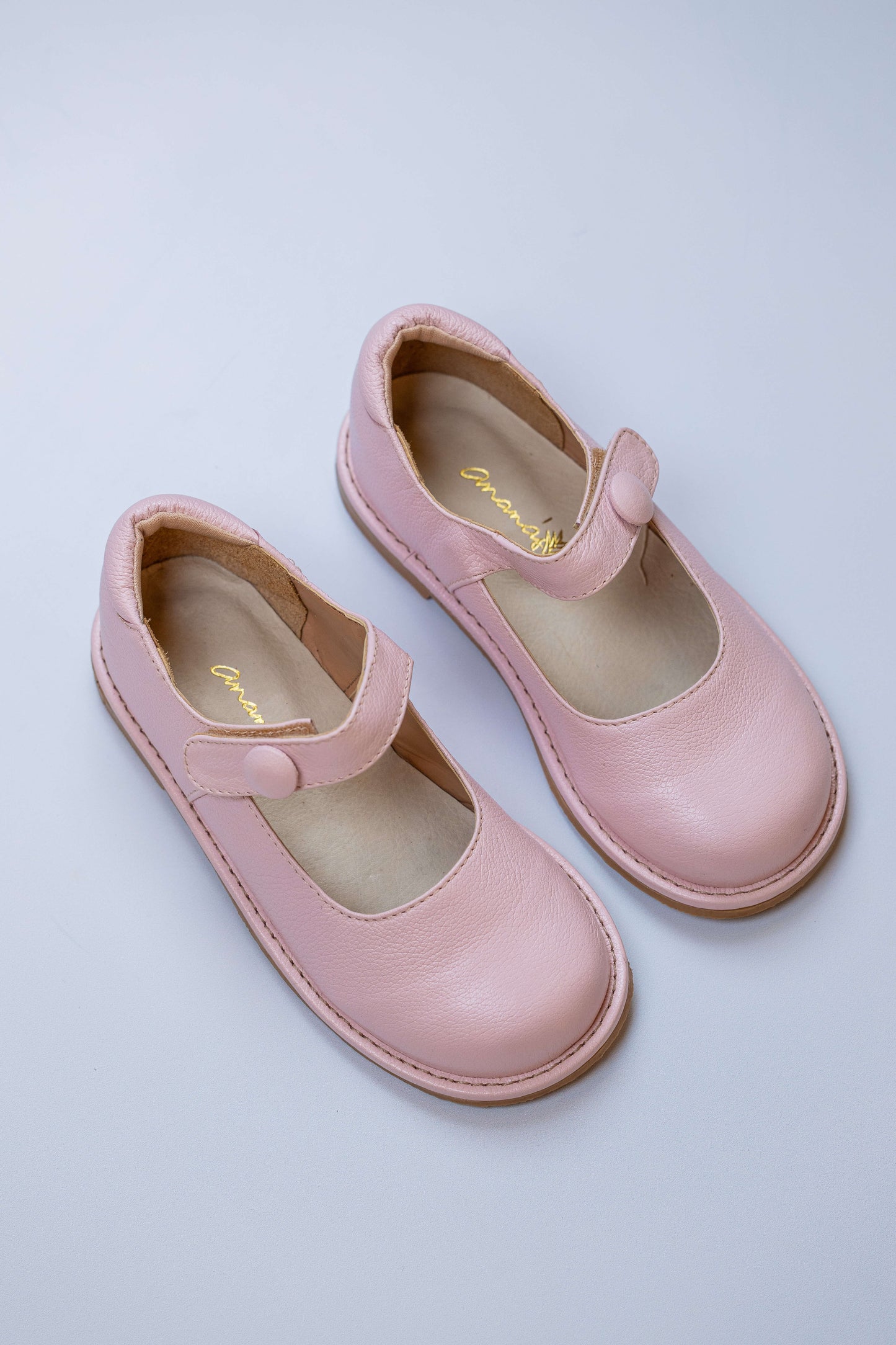 Sapato Infantil Ananás Olga Couro Rosa Bebê