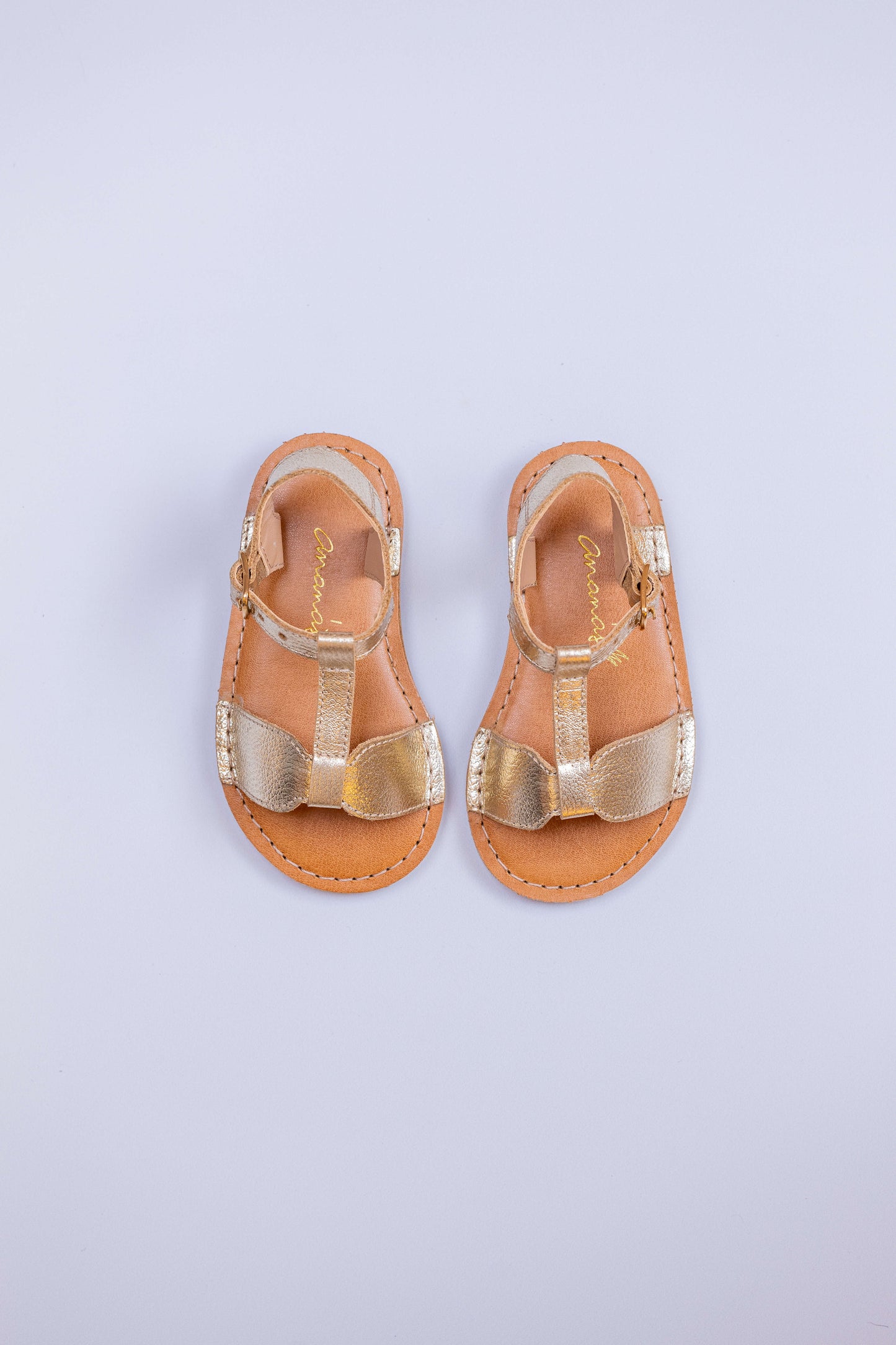 Sandália Infantil Ananás Theodora Couro Metalizado Ouro