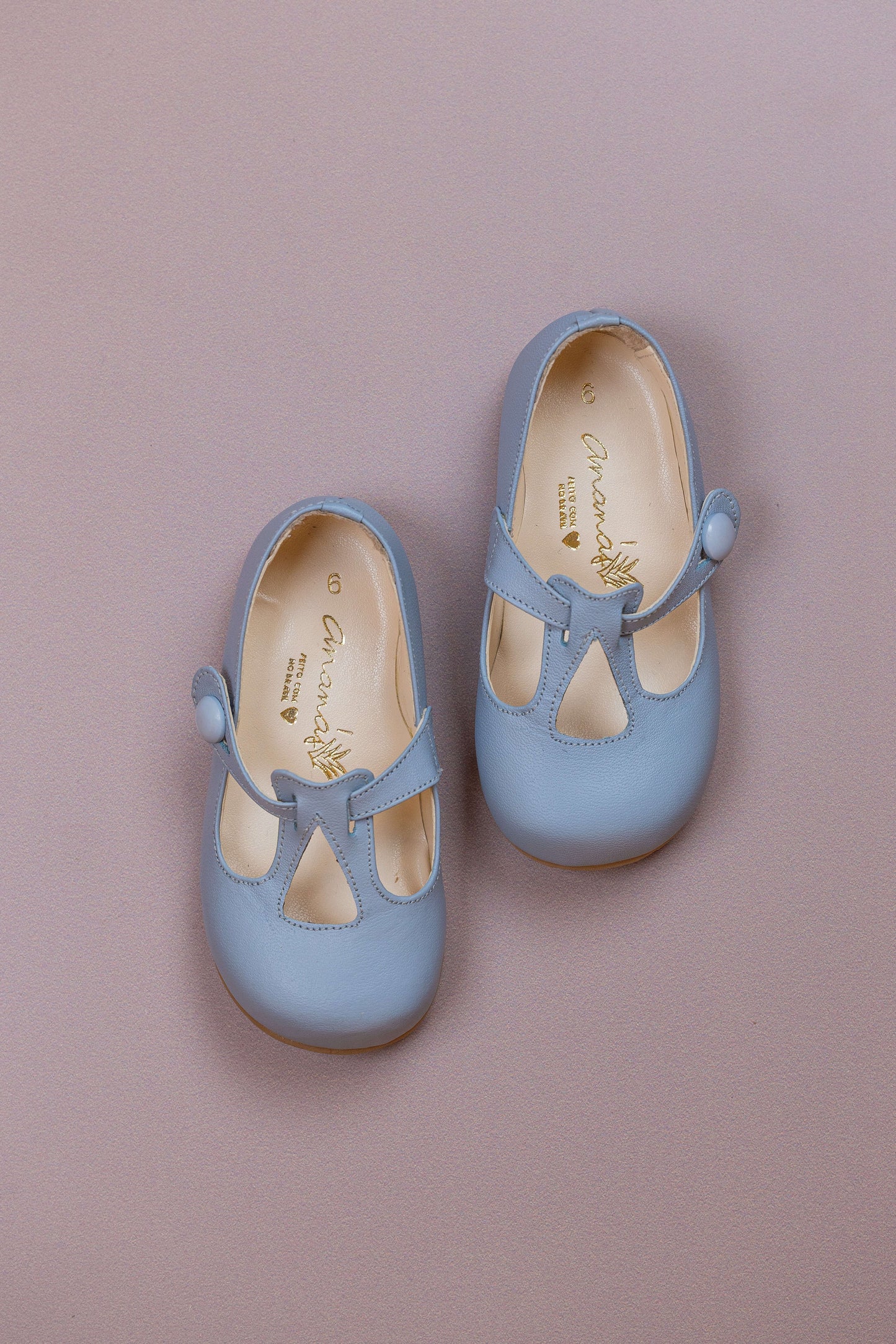 Sapato infantil Ananás Ariel Couro Azul Bebê