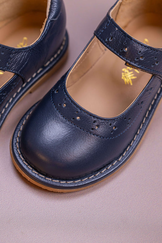 Sapato Infantil Ananás Olympia Couro Azul Marinho