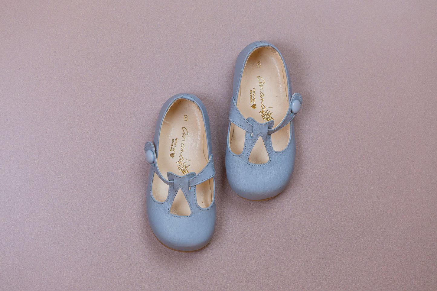 Sapato infantil Ananás Ariel Couro Azul Bebê