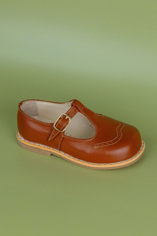 Sapato Infantil Ananás George Dots Couro Caramelo