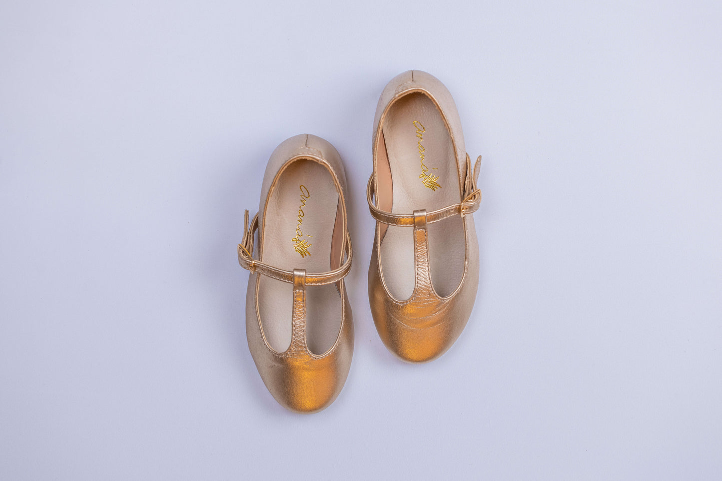 Sapatilha Infantil Ananás Boneca Olivia Couro Metalizado Ouro