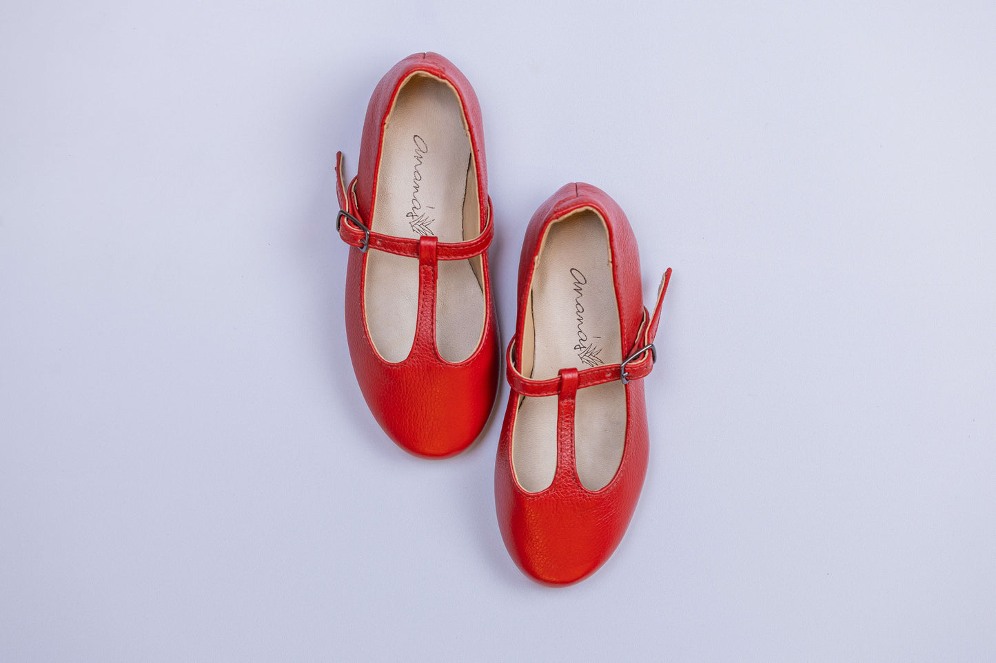 Sapatilha Infantil Ananás Boneca Olivia Couro Vermelho