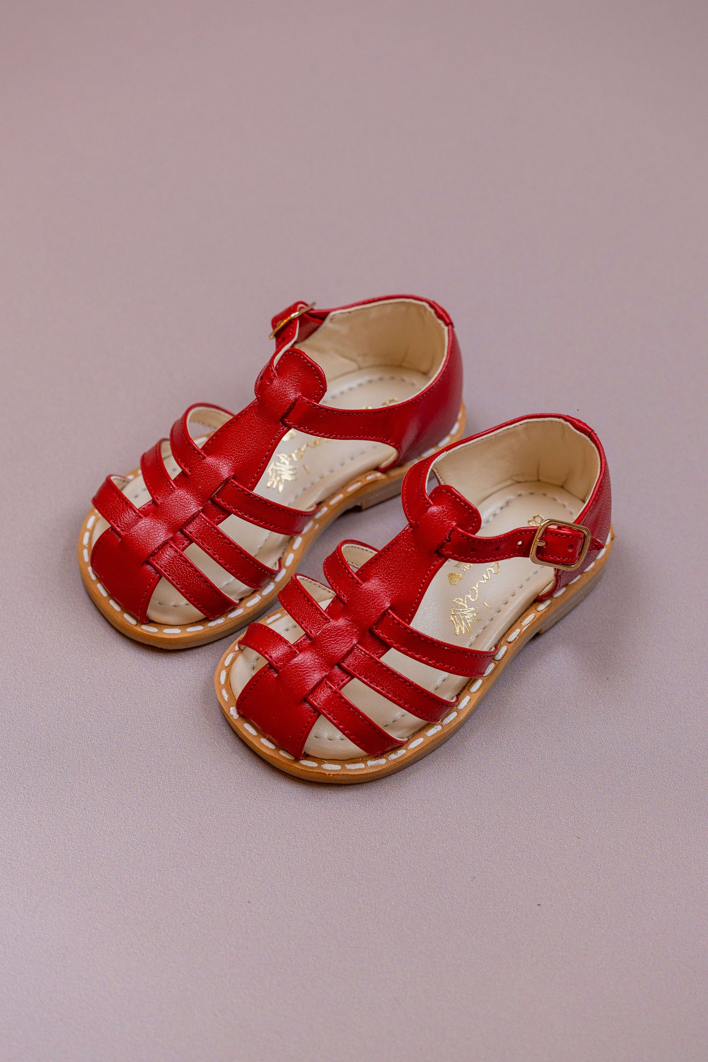 Sandália Infantil Ananás Amy Couro Vermelho