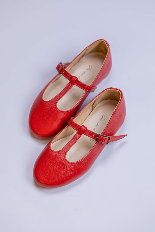 Sapatilha Infantil Ananás Boneca Olivia Couro Vermelho