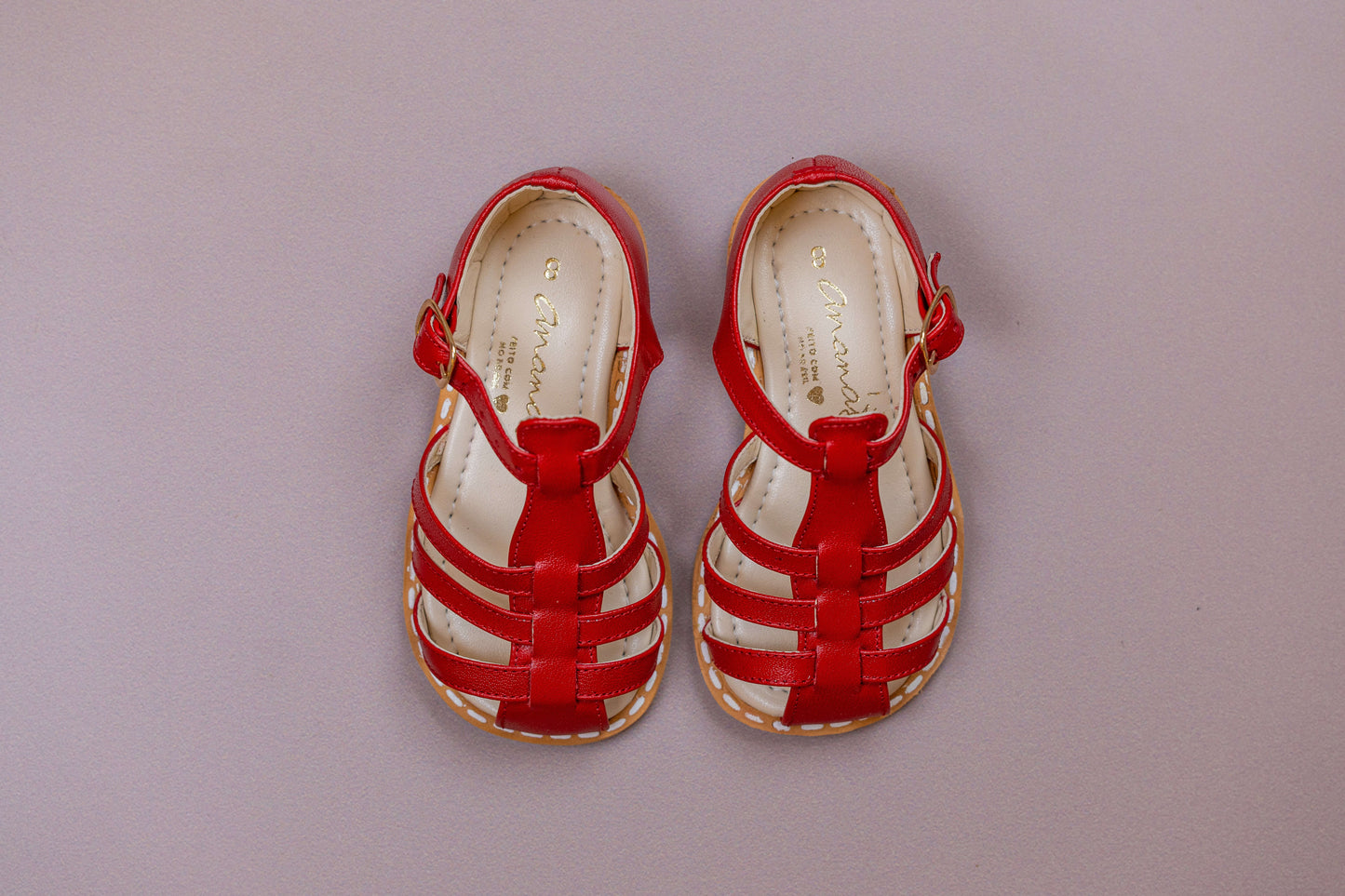 Sandália Infantil Ananás Amy Couro Vermelho
