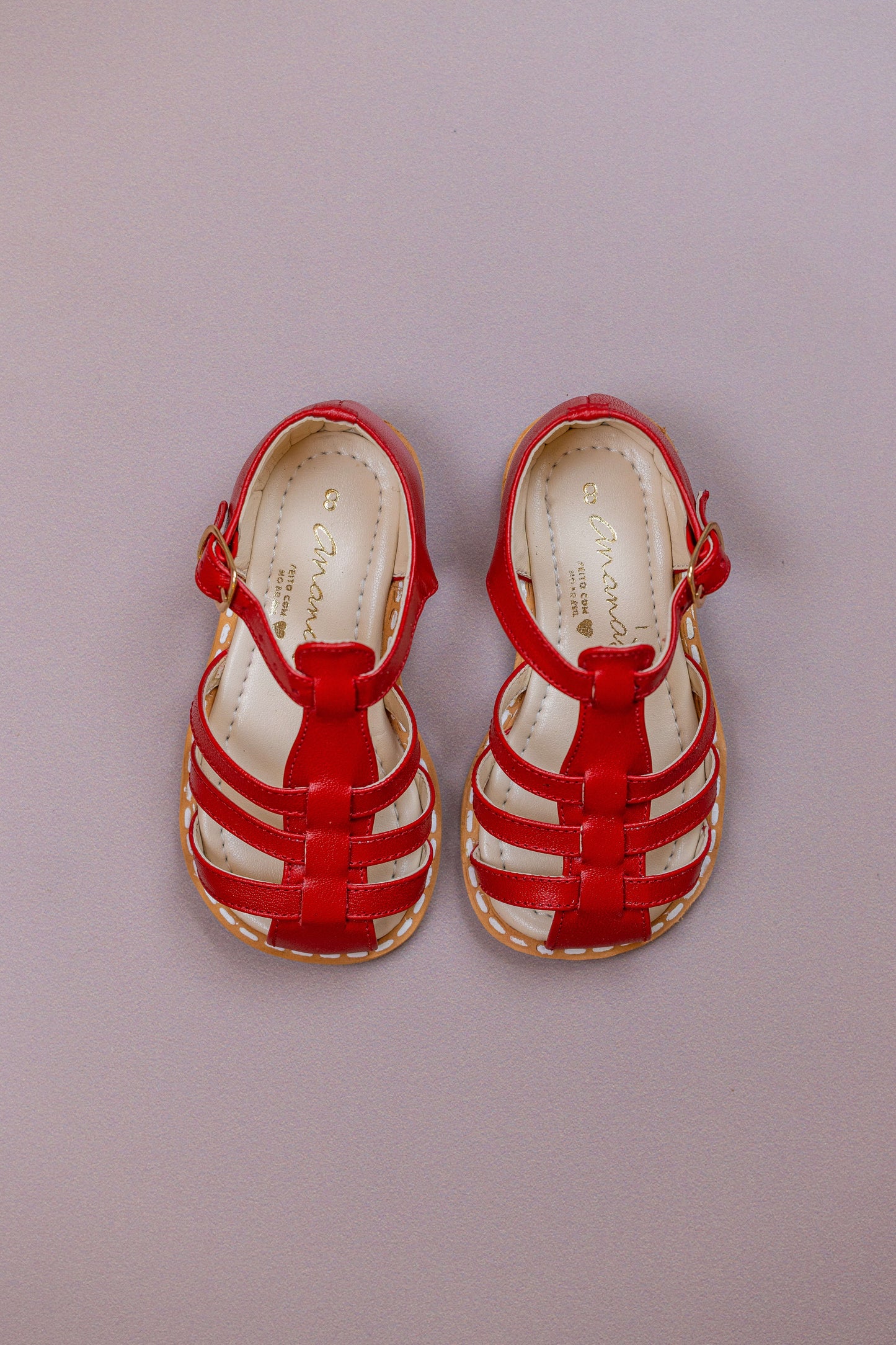 Sandália Infantil Ananás Amy Couro Vermelho