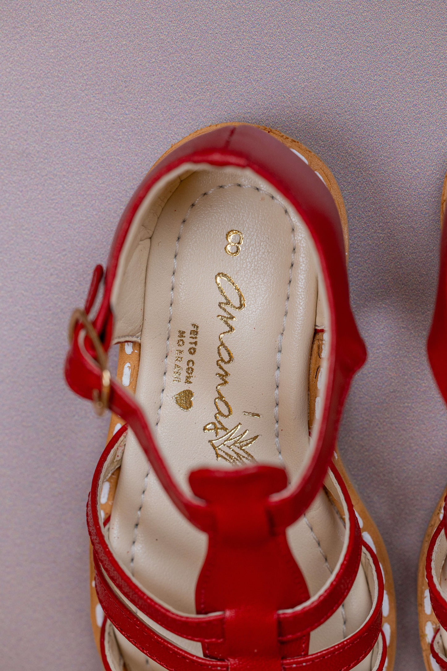 Sandália Infantil Ananás Amy Couro Vermelho