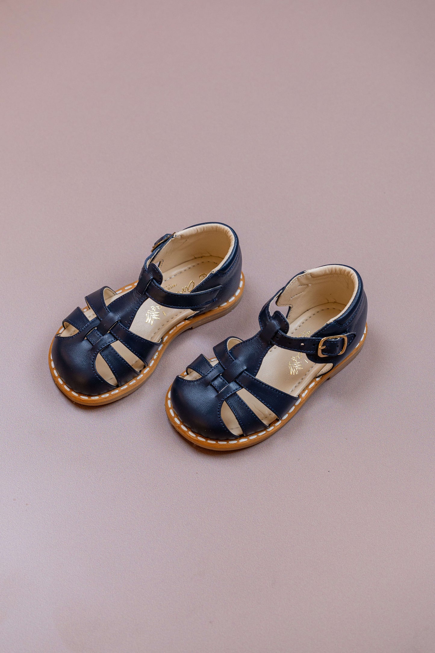 Sandália  Infantil Ananás Charlie Couro Azul Marinho