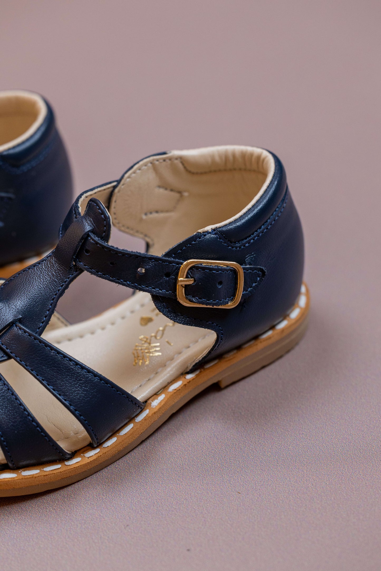 Sandália  Infantil Ananás Charlie Couro Azul Marinho