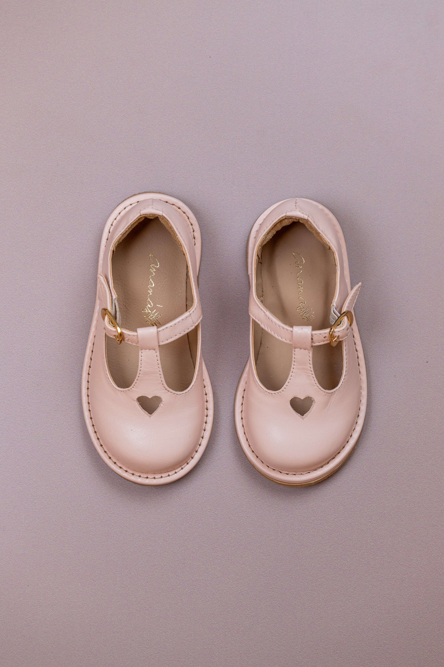 Sapato Infantil Ananás George Coracão Couro Rosa Ballet