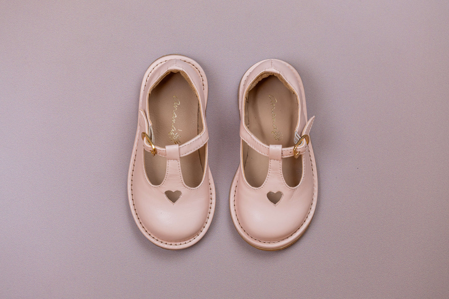 Sapato Infantil Ananás George Coracão Couro Rosa Ballet