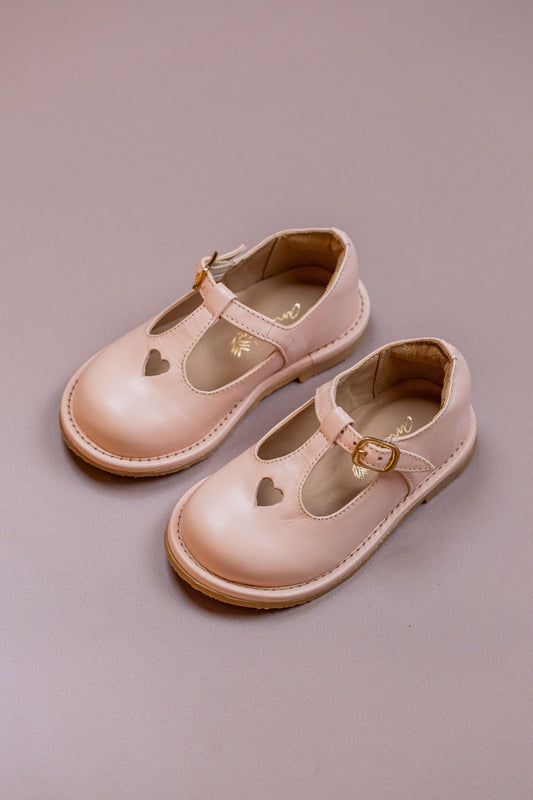 Sapato Infantil Ananás George Coracão Couro Rosa Ballet