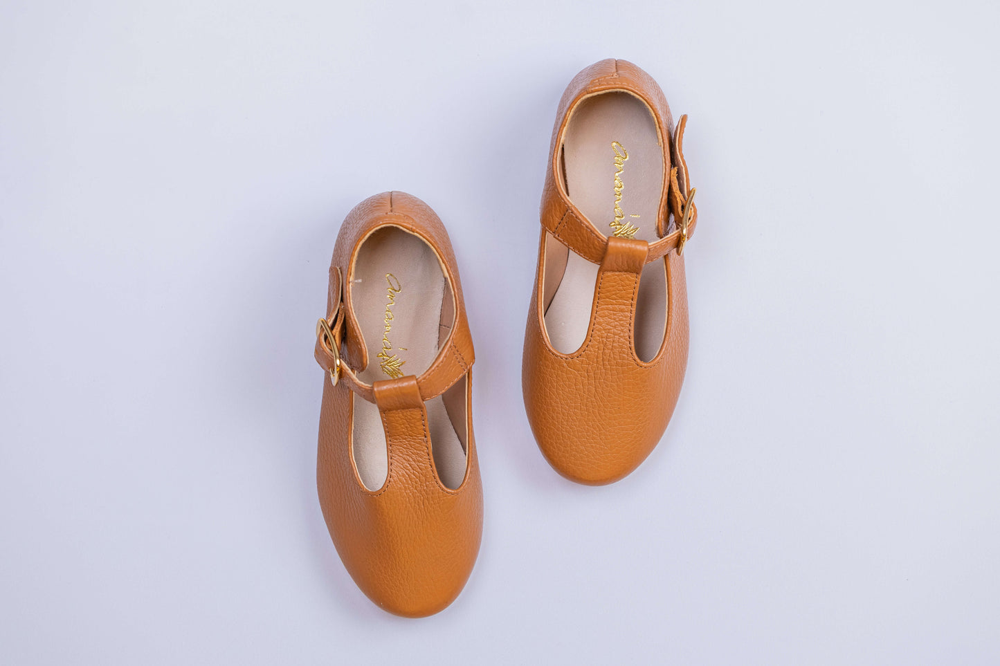 Sapatilha Infantil Ananás Boneca Bê Couro Caramelo