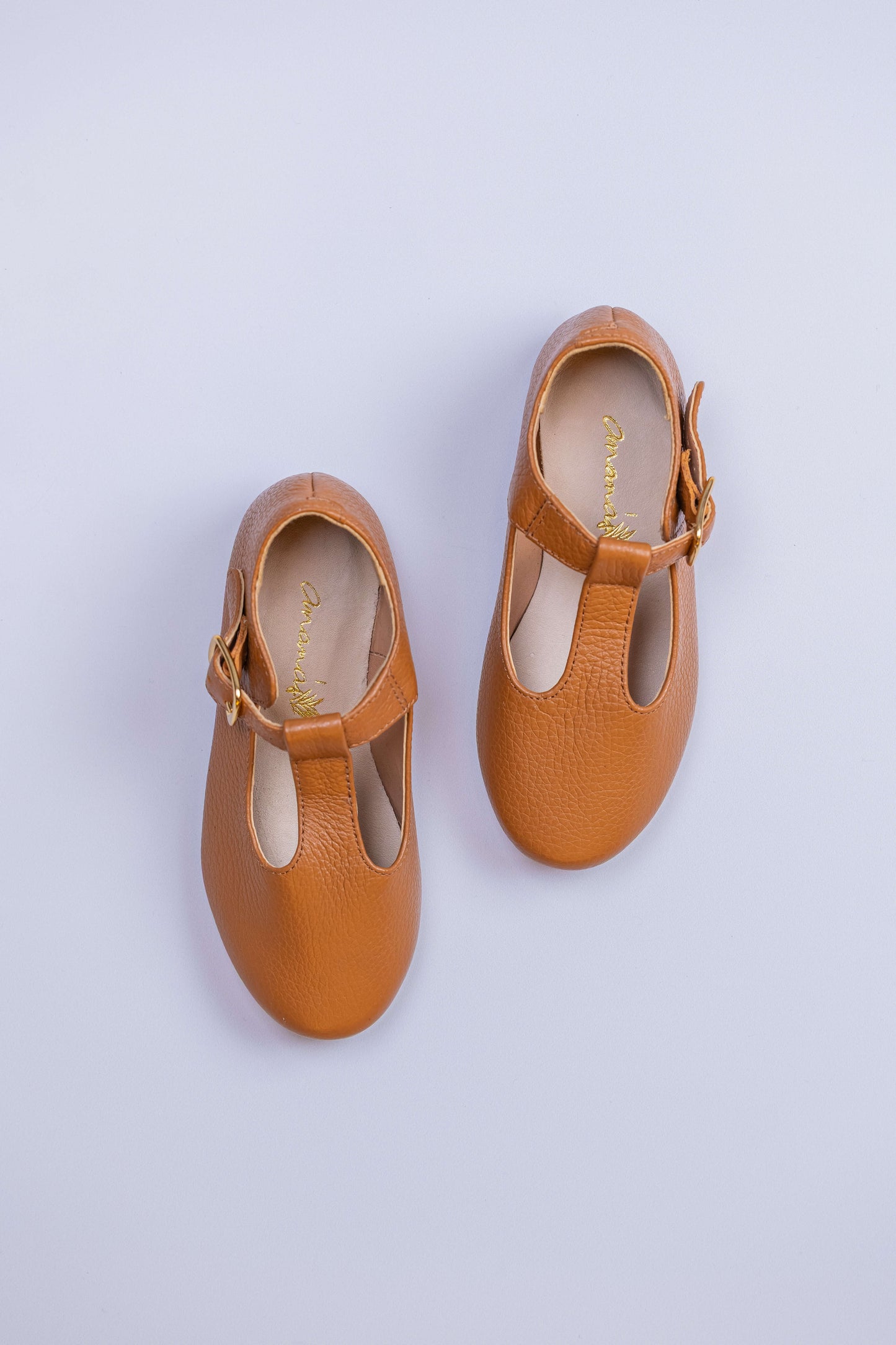 Sapatilha Infantil Ananás Boneca Bê Couro Caramelo