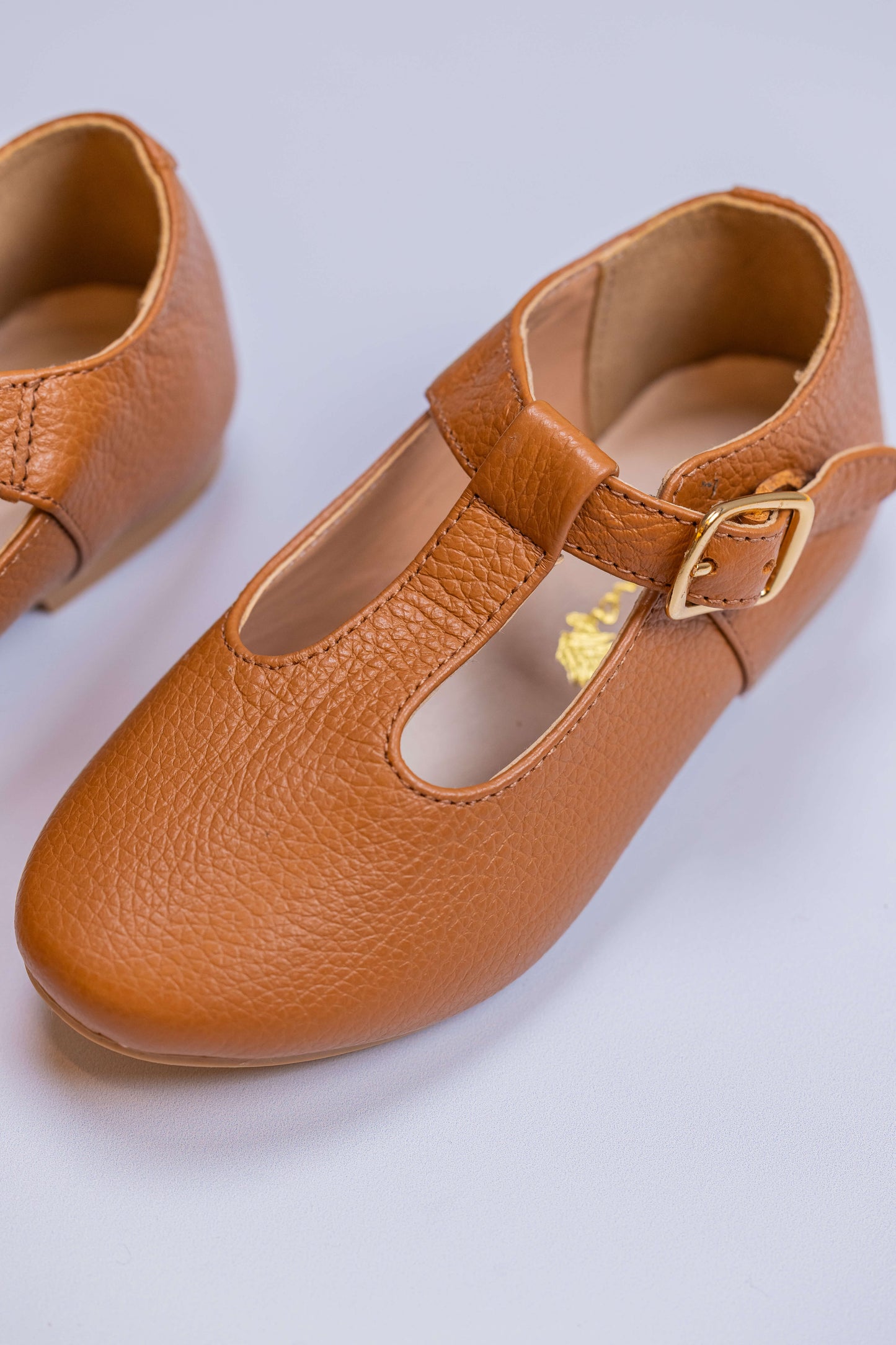 Sapatilha Infantil Ananás Boneca Bê Couro Caramelo