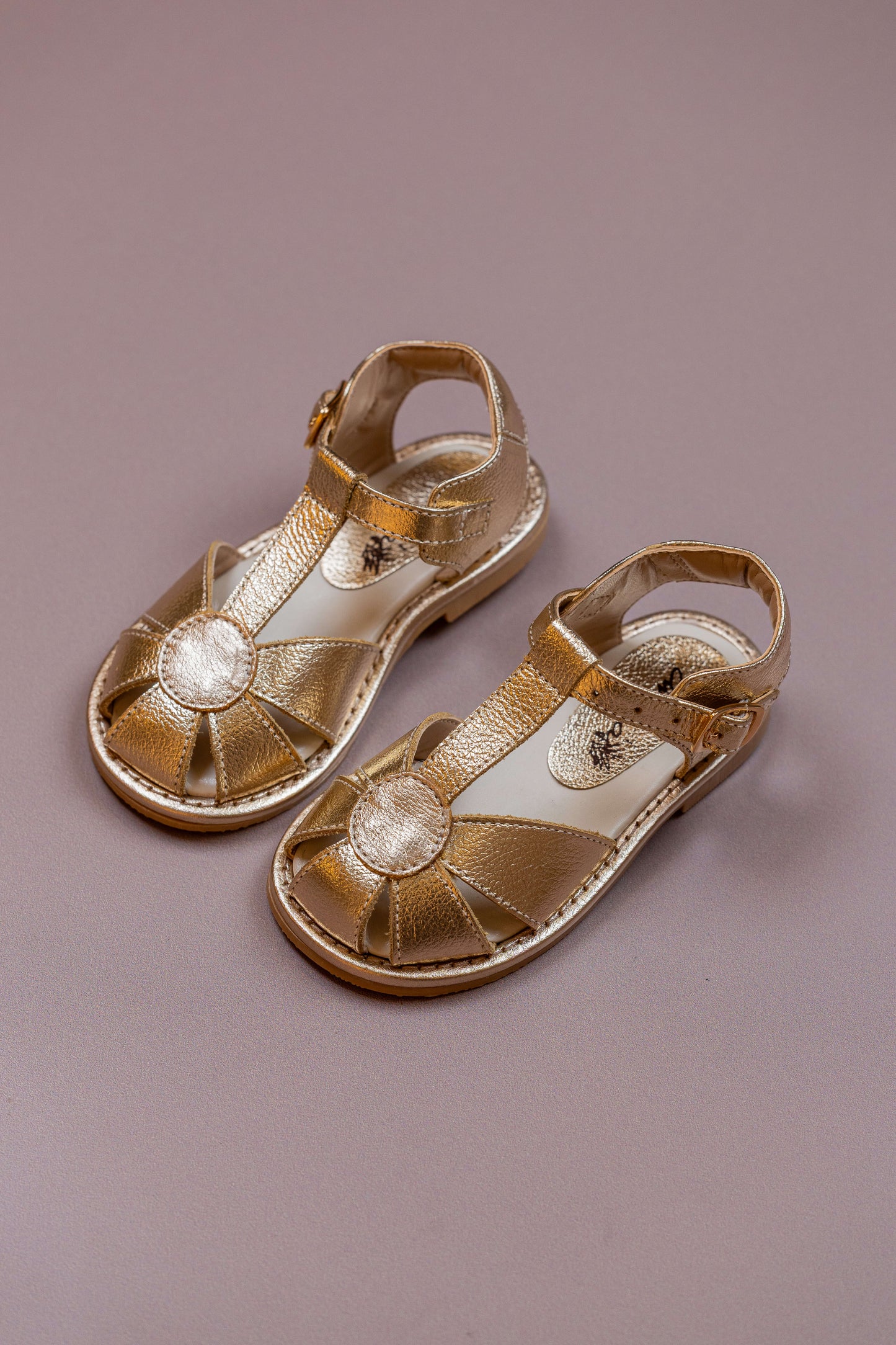 Sandália  Infantil Ananás Blossom Couro Metalizado Ouro