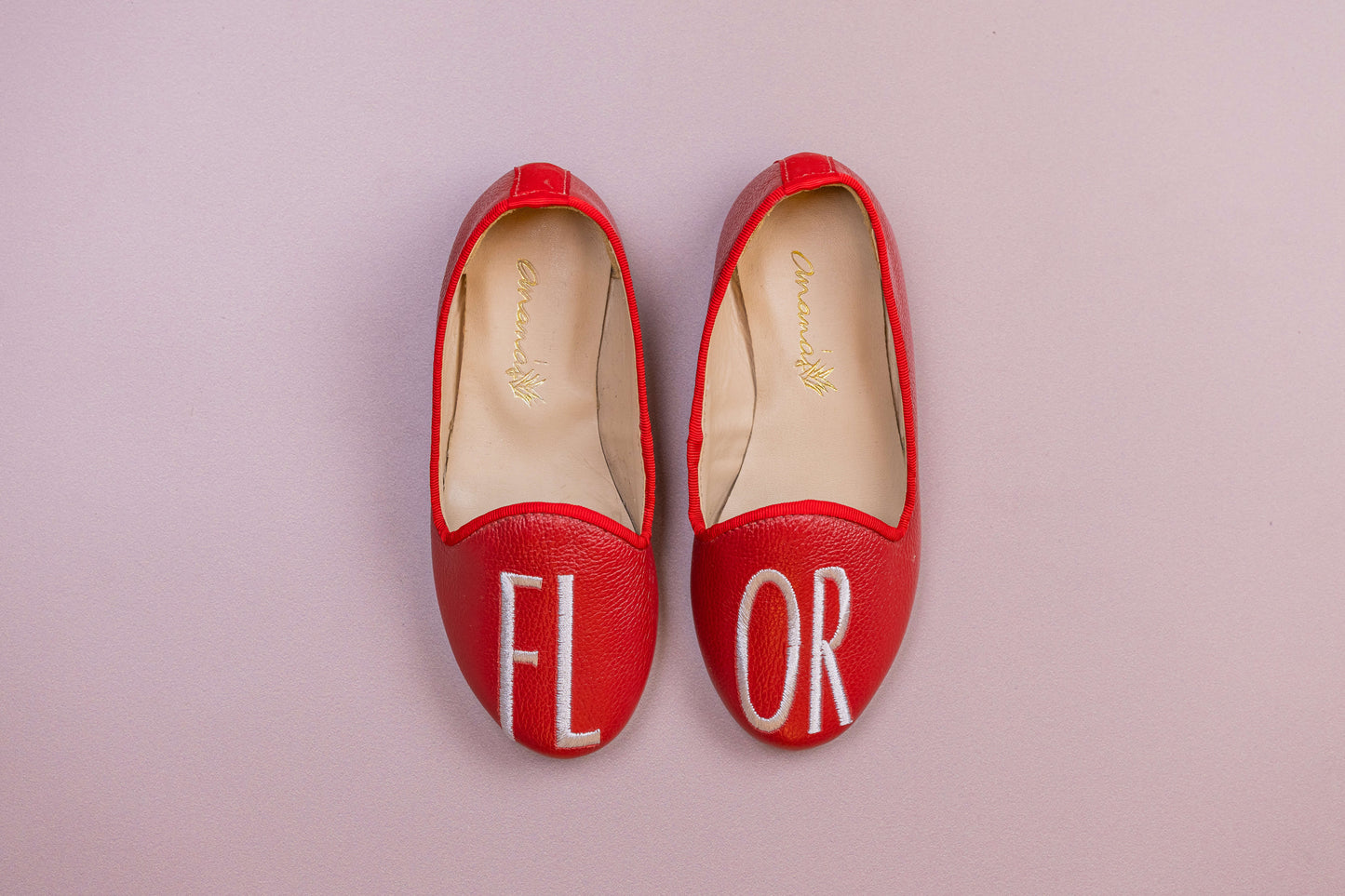 Loafer Infantil Ananás Margot Couro Vermelho Flor