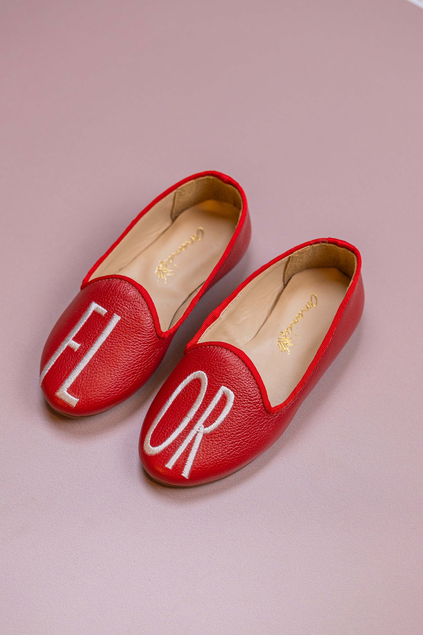 Loafer Infantil Ananás Margot Couro Vermelho Flor
