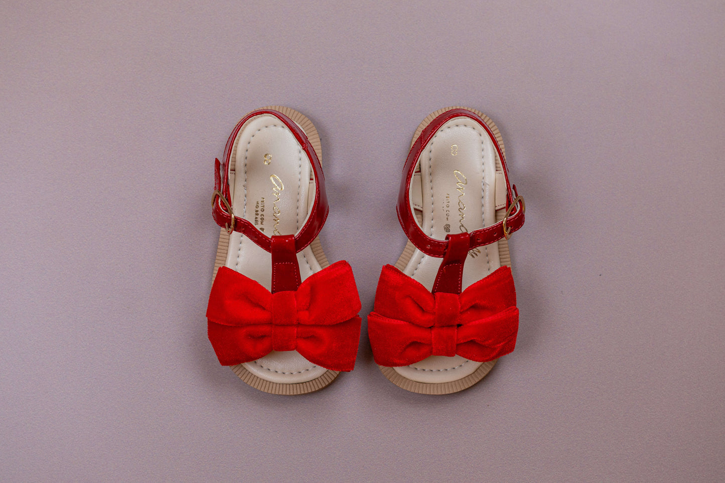 Sandália Infantil Ananás Vera Couro Verniz Vermelho