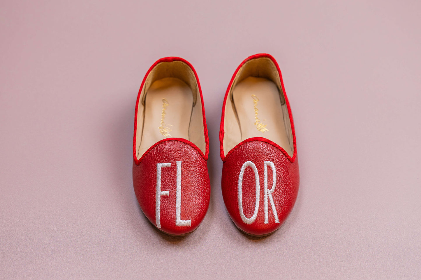 Loafer Infantil Ananás Margot Couro Vermelho Flor