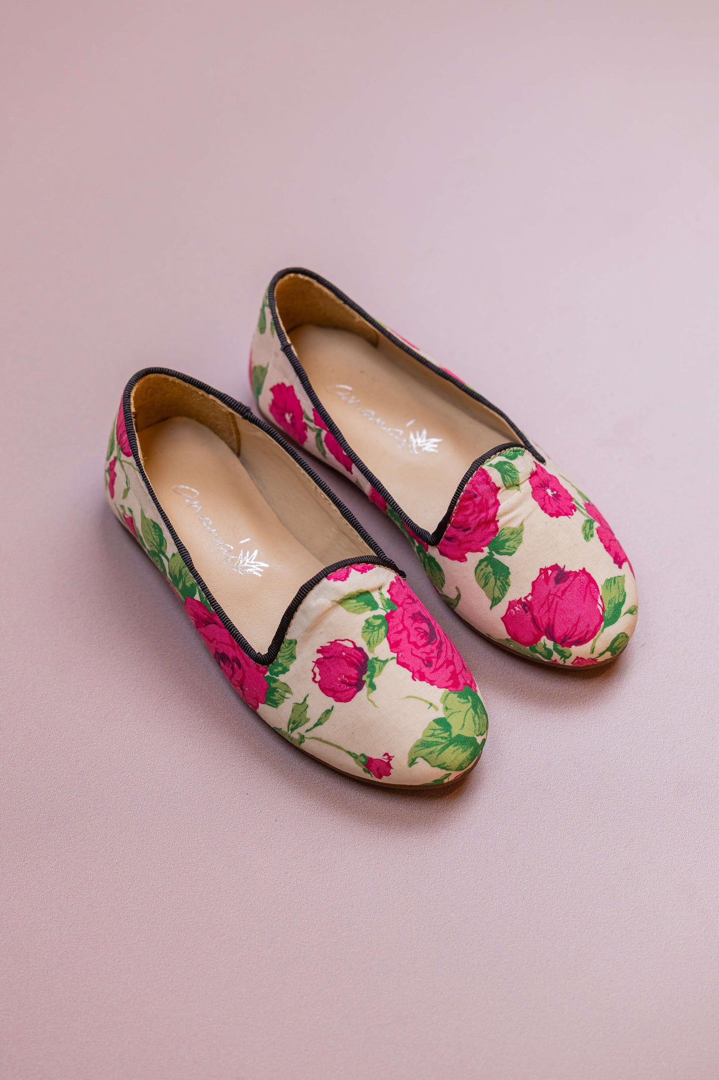 Loafer Infantil Ananás Margot Tecido Floral Rosa