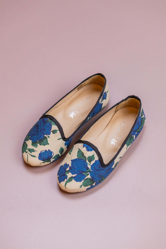 Loafer Infantil Ananás Margot Tecido Floral Azul