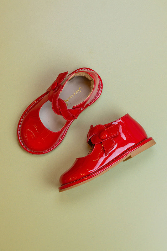 Sapato Infantil Ananás Julia Couro Vermelho Verniz