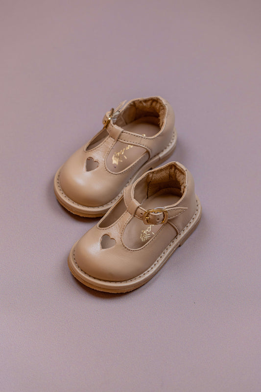 Sapato Infantil Ananás George Coracão Couro Bege