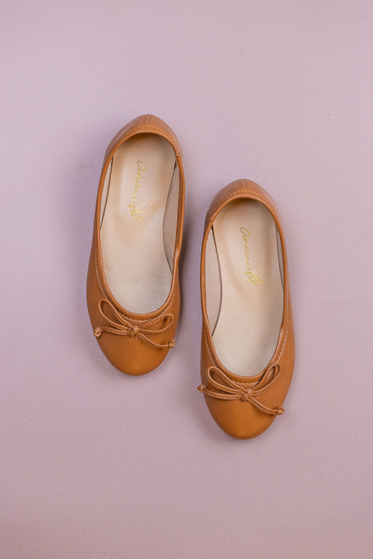 Sapatilha Infantil Ananás Bailarina Alicia Couro Caramelo