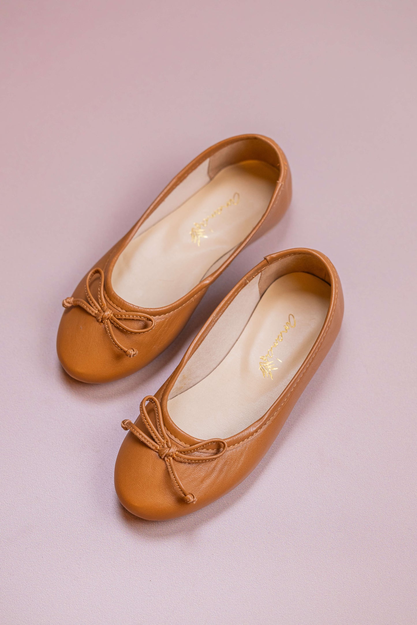 Sapatilha Infantil Ananás Bailarina Alicia Couro Caramelo