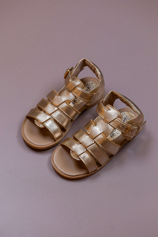 Sandália  Infantil Ananás Chris Couro Metalizado Ouro