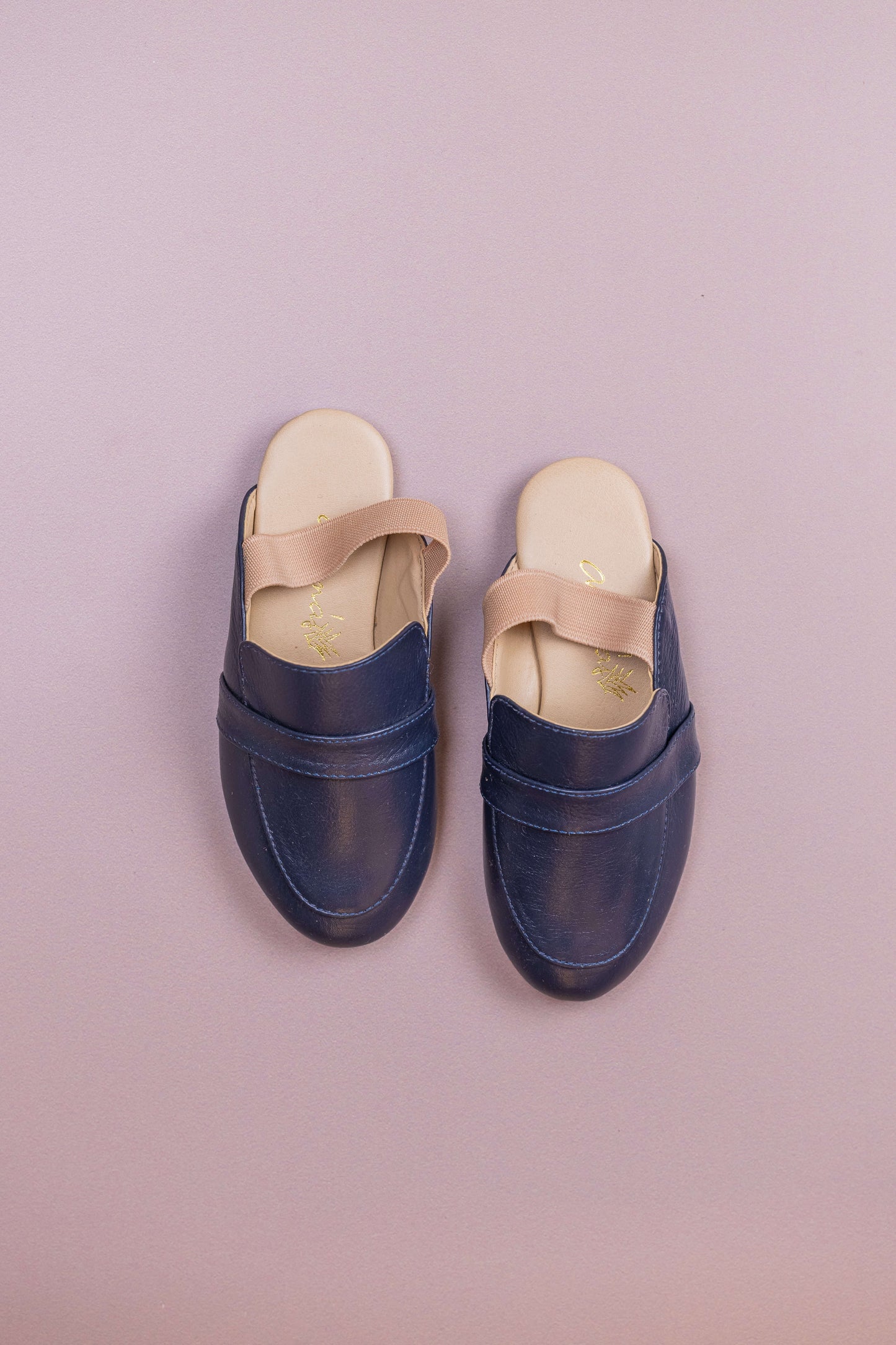 Mule Infantil Ananás Aida Couro Azul Marinho