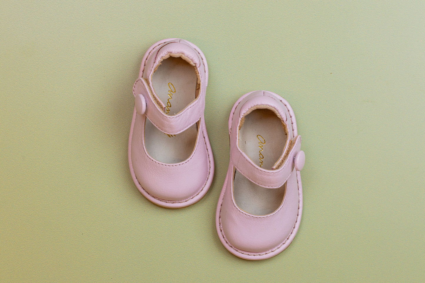 Sapato Infantil Ananás Olga Couro Rosa Bebê