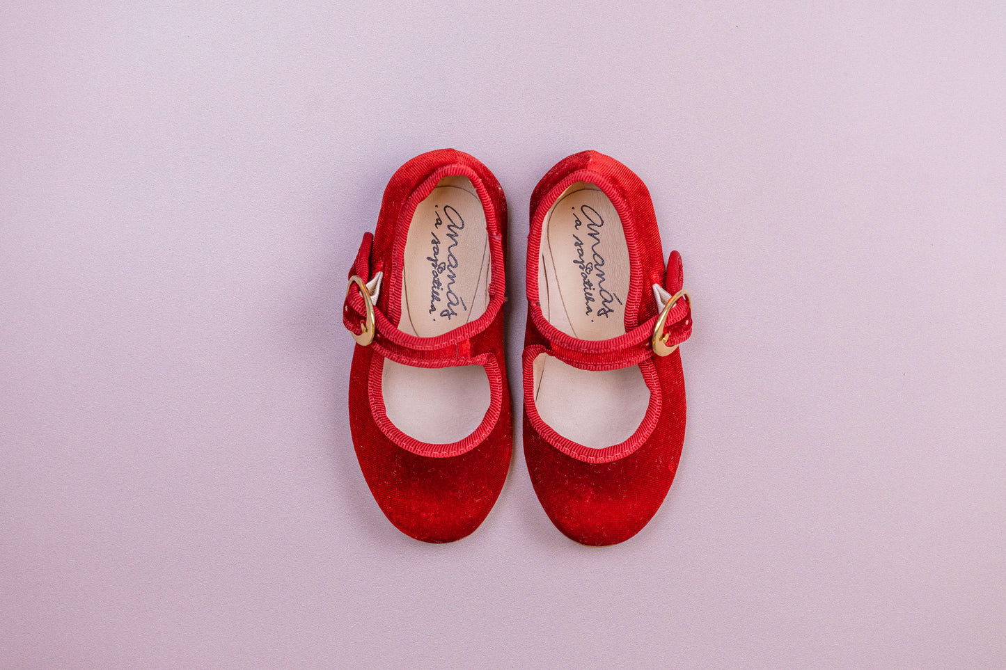 Sapatilha Infantil Ananás Bailarina Polina Veludo Vermelho