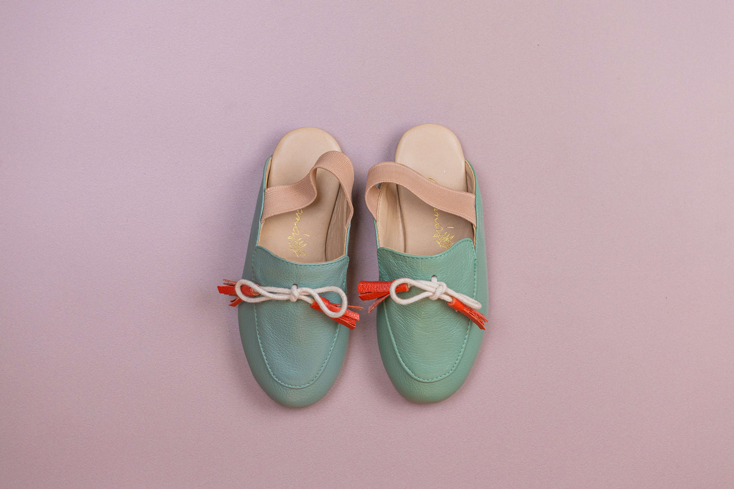 Mule Infantil Ananás Aida Couro Jade com Sandy