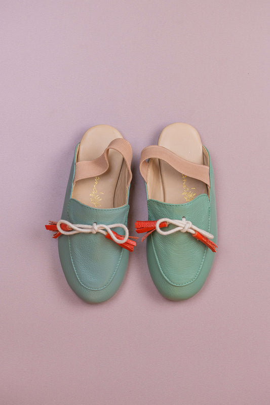 Mule Infantil Ananás Aida Couro Jade com Sandy