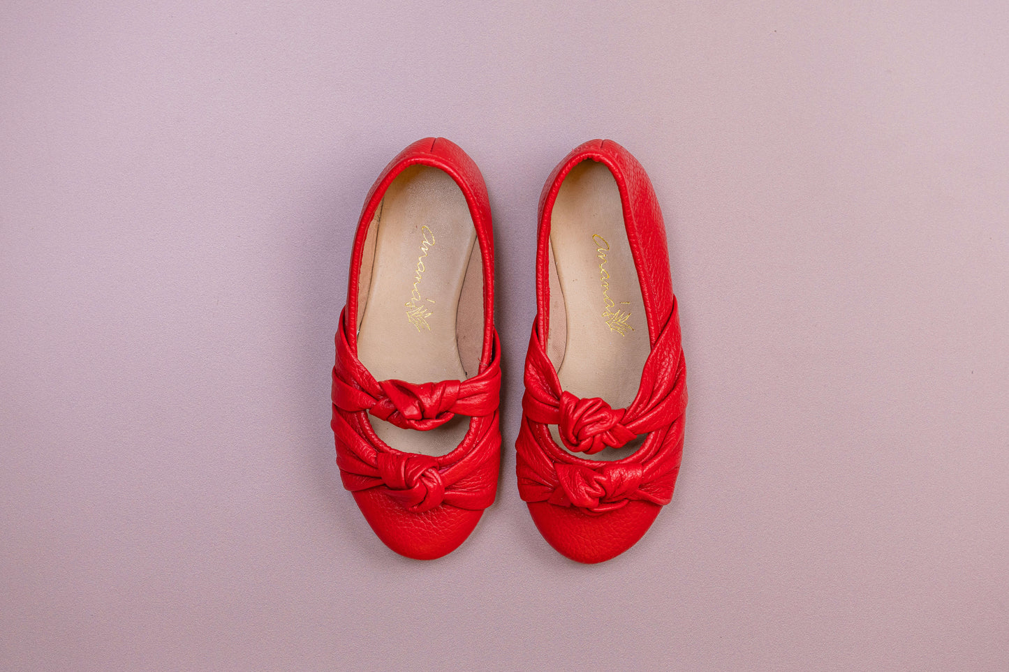 Sapatilha Infantil Ananás Bailarina Galina Couro Vermelho