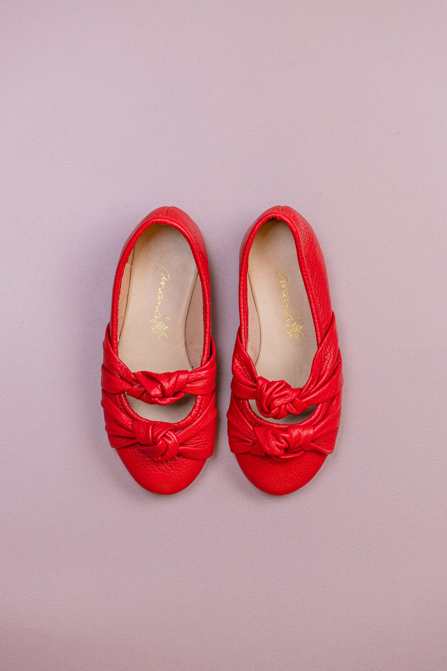 Sapatilha Infantil Ananás Bailarina Galina Couro Vermelho