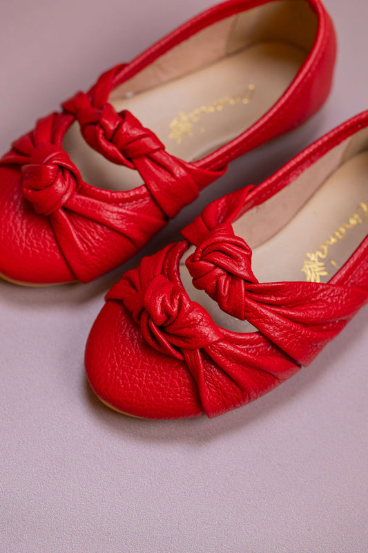 Sapatilha Infantil Ananás Bailarina Galina Couro Vermelho