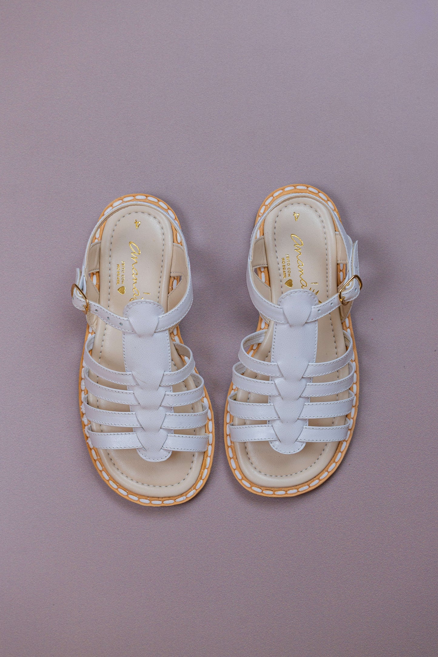 Sandália Infantil Ananás Tropez Couro Branco