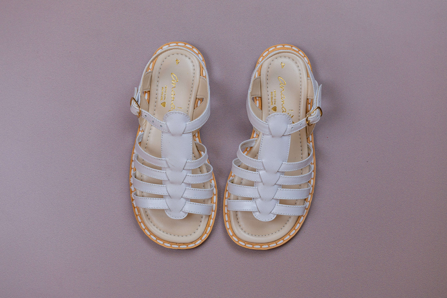 Sandália Infantil Ananás Tropez Couro Branco