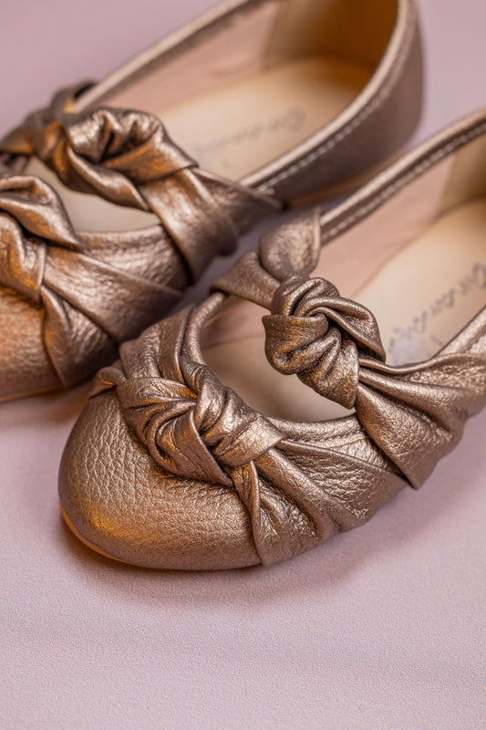 Sapatilha Infantil Ananás Bailarina Galina Couro Prata Velho