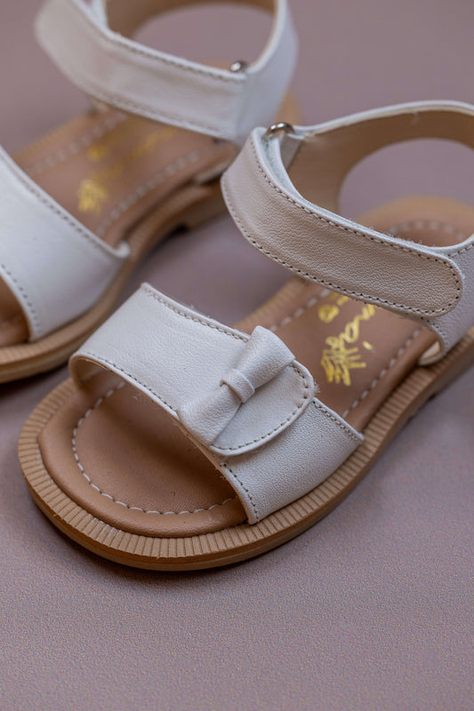 Sandália Infantil Ananás Dani Bow Couro Branco