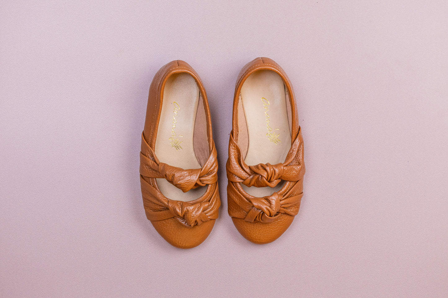 Sapatilha Infantil Ananás Bailarina Galina Couro Caramelo